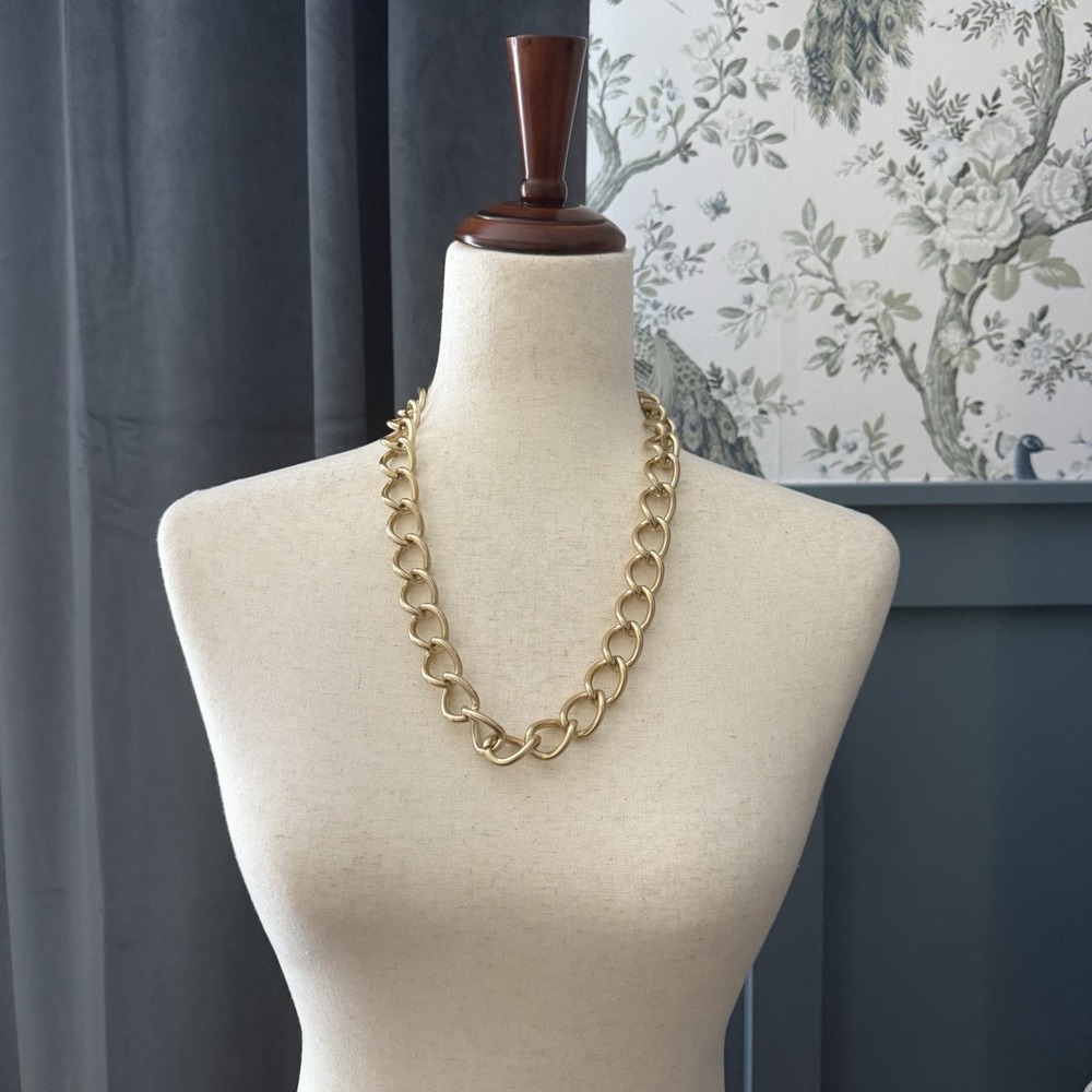 Chunky Gold Tone Large Link Statement‎ Necklace 24" Long 2cm Wide Layering Chain